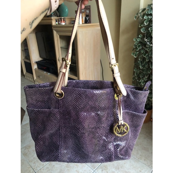 Michael Kors Handbags - Michael Kors Python Jerset Tote in PURPLE!